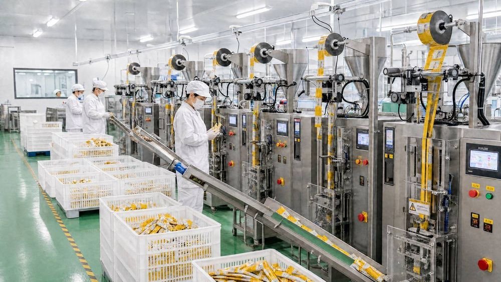 Pouch and cat-strip packaging line